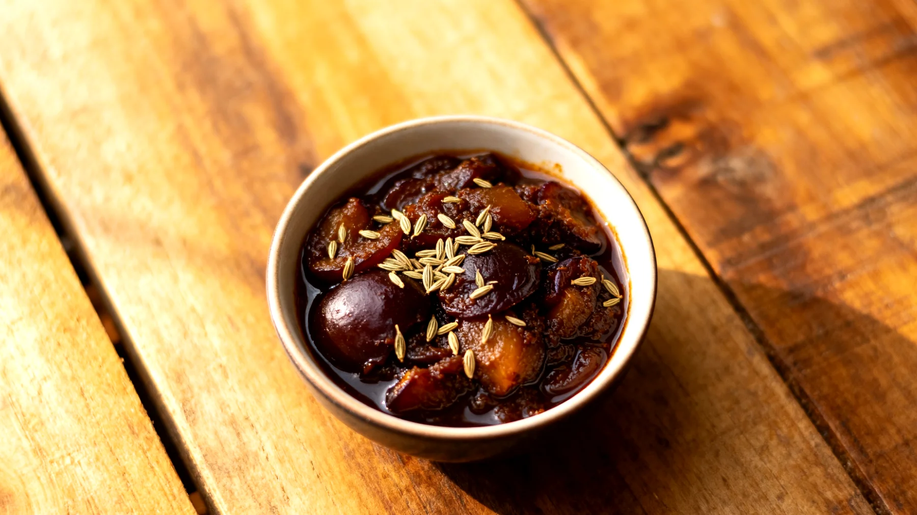 Triphala-Chutney mit fermentierten Pflaumen und Fenchelsamen"