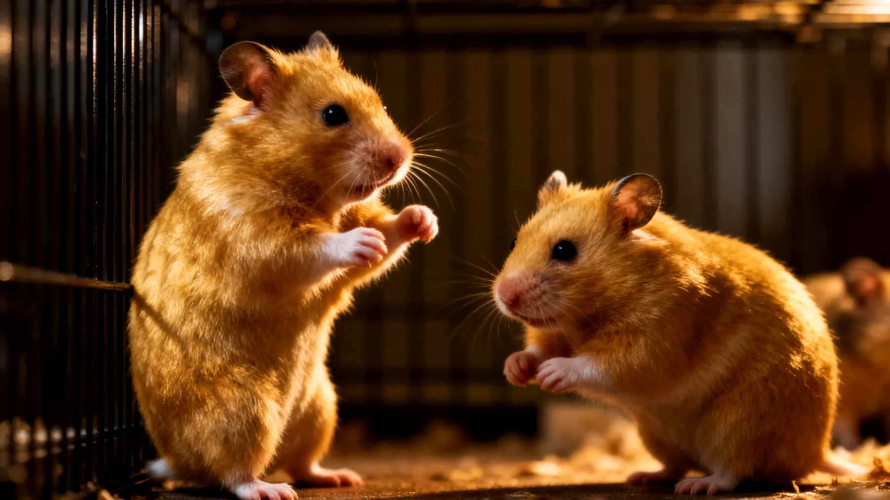 Hamster zeigen territoriales und aggressives Verhalten gegenüber anderen Tieren, insbesondere Artgenossen, was zu Kämpfen und Verletzungen führen kann"