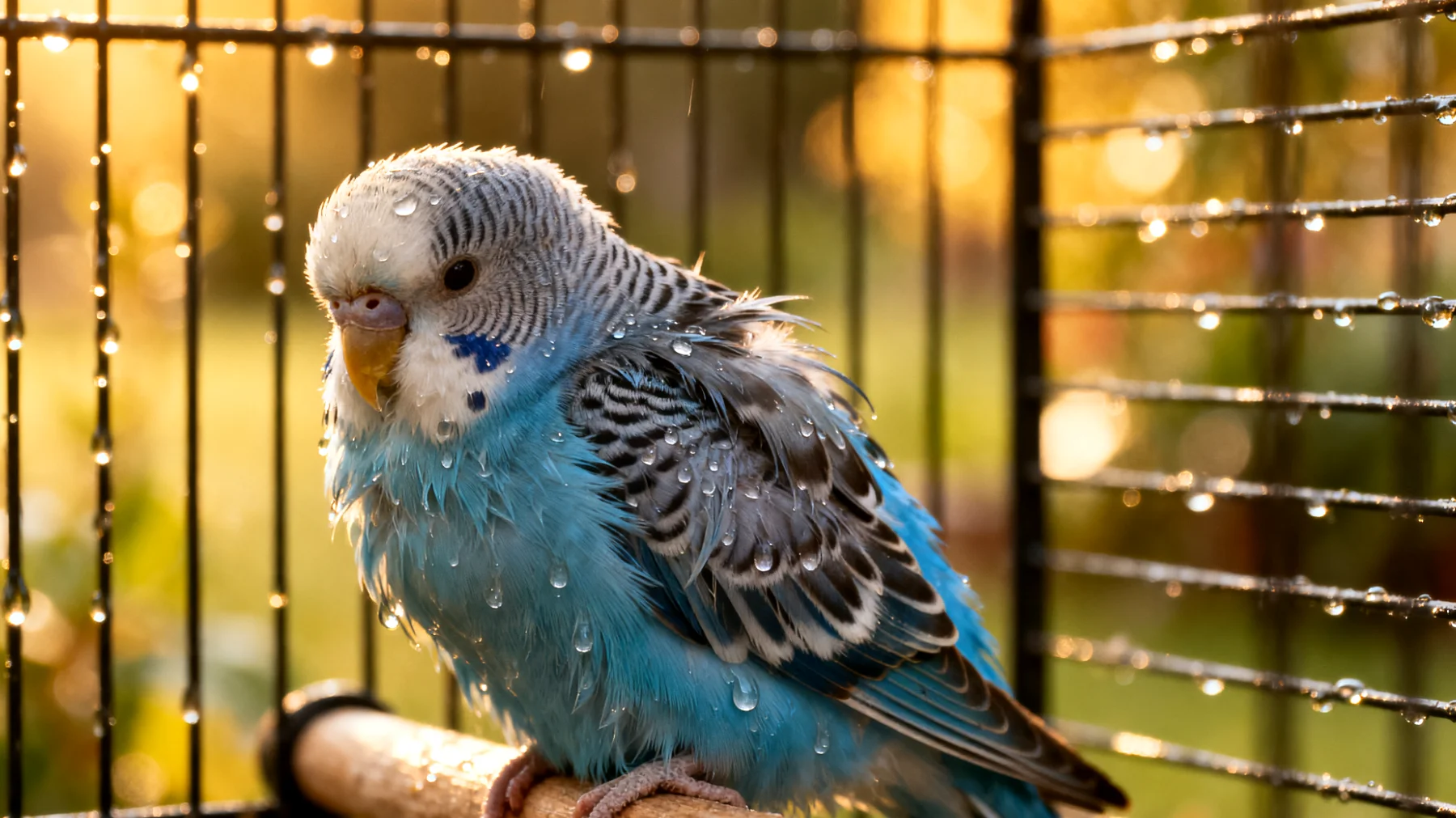 Wellensittiche entwickeln häufig Atemwegsprobleme oder Parasitenbefall, wenn sie im Garten gehalten werden, da sie dort Zugluft, wechselnden Temperaturen, Feuchtigkeit und natürlichen Schädlingen ausgesetzt sind"